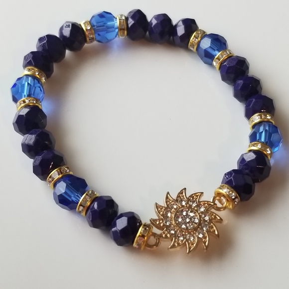 Blue Beaded Stackable Charm Bracelet New - Picture 4 of 4